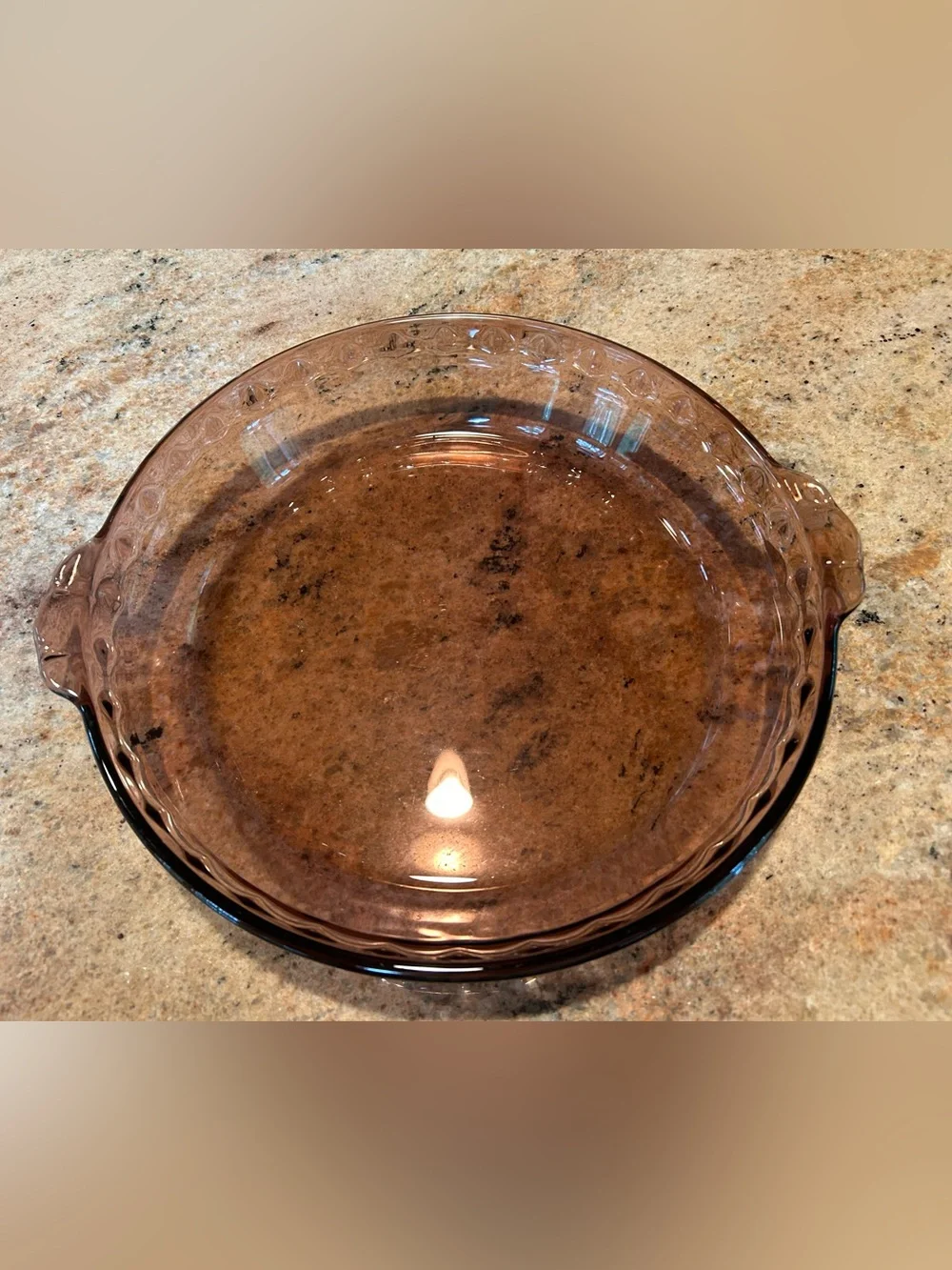 Pyrex #229 Amethyst Cranberry Fluted Pie Dish  2”D Scalloped Edge Petite Handles